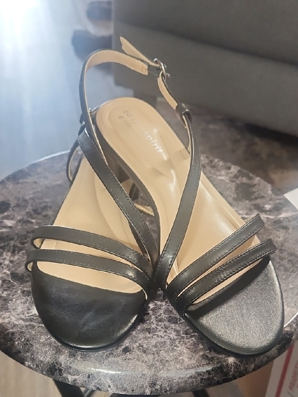 Easy Spirit Black Strappy Slingback Sandals.